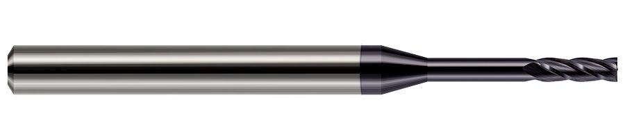 Picture of Harvey Tool 76420-C3 .020 Dia CarbideLG RCH EM-4 FL AlTiN End Mill Standard Flute Standard Helix Carbide AlTiN Single End Square Sharp